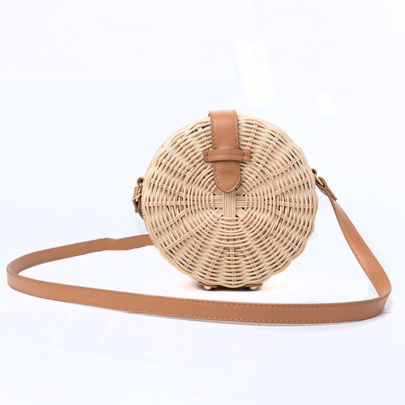 Cross Body Circle Straw Purse Handbag - Picture 1 of 7